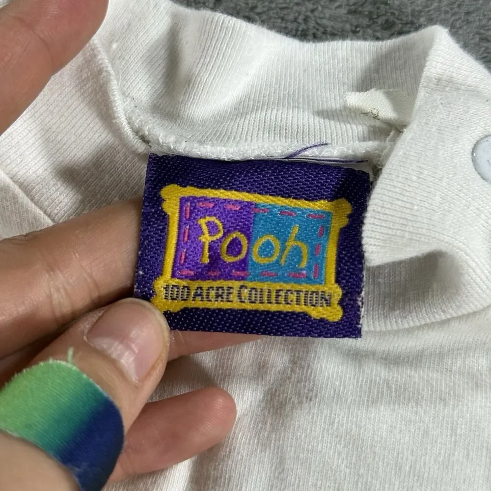VTG 90s Y2K Disney Winnie the Pooh Honey Turtleneck Overall Romper 100 Acre Wood